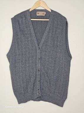 Shenandoah Men's Gray Button-Front Knit Sweater Vest XL